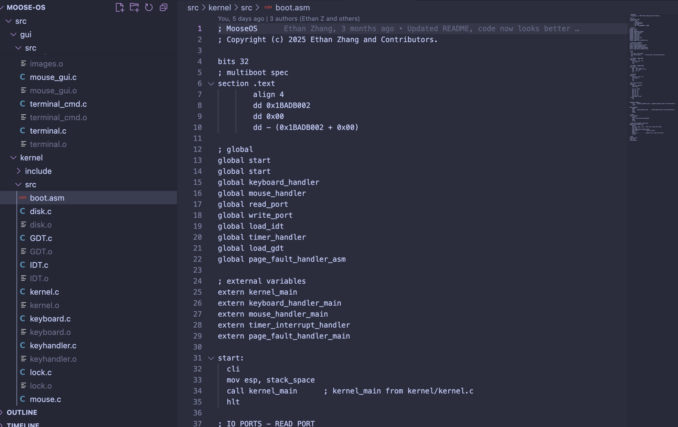 Assembly file from my operating system, Moose OS